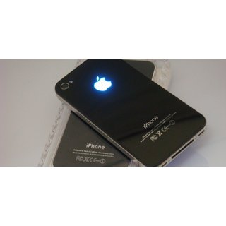 iPhone 4 Back Cover in weiss mit leuchtendem Apfel Logo inkl. opening Tool