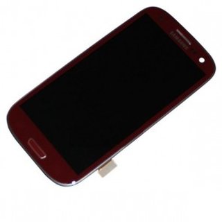 Samsung Galaxy S3 LCD Display und Touchscreen mit Rahmen Rot