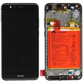 Huawei P10 Lite LCD Display und Touchscreen mit Rahmen und Akku Schwarz