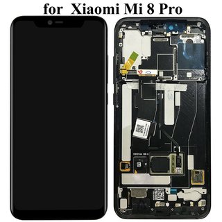 Xiaomi Mi 8 Pro LCD Display und Touchscreen mit Rahmen Schwarz