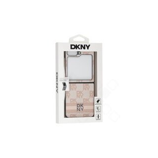 DKNY PU Leather Checkered Pattern and Stripe Case für F741B Samsung Galaxy Z Flip6 - pink