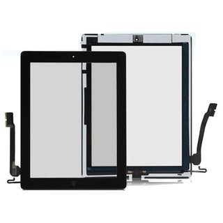 iPad 3 Touch Screen (Digitizer & Glas) + Home Button + Kamera Halterung in schwa