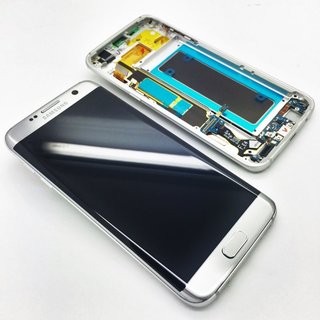 Samsung Galaxy S7 Edge LCD Display und Touchscreen mit Rahmen Silber