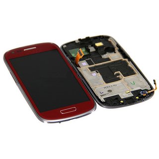 Samsung Galaxy S3 Mini LCD mit Rahmen und Touch Screen rot (GT-I8190)