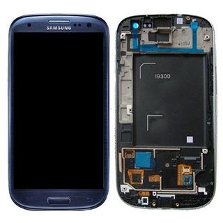Samsung Galaxy S3 LCD Display und Touchscreen mit Rahmen Blau