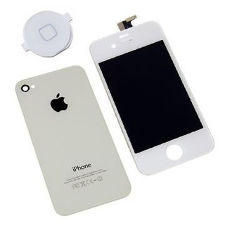 iPhone 4S Super Set: 1x Retina Display, 1x Back Cover & 1x Home Button in weiss